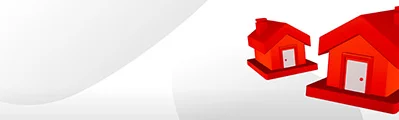 two red houses on a white background. 3d rendered illustration with a landlord concept.